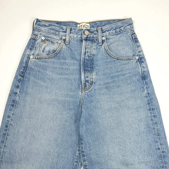 Etica Denim Cassel Ultra High Barrel Jeans Women Size 26 Atwood Wash 100% Cotton - Picture 14 of 16